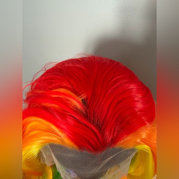 Brand new rainbow synthetic wig. About 13 x 2.5 inch parting space. ~ 24-26 in - Picture 6 of 13